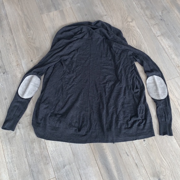 Wilfred Charcoal Open Drape Cardigan with Leather Elbow Patches XSmall - Picture 4 of 4